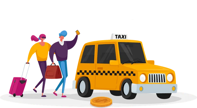 couple waiting for taxi